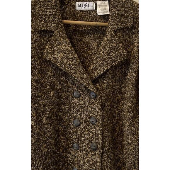 MixIt Double Breasted- Collar-Brown Sweater-15% Mohair-Med - Picture 8 of 9